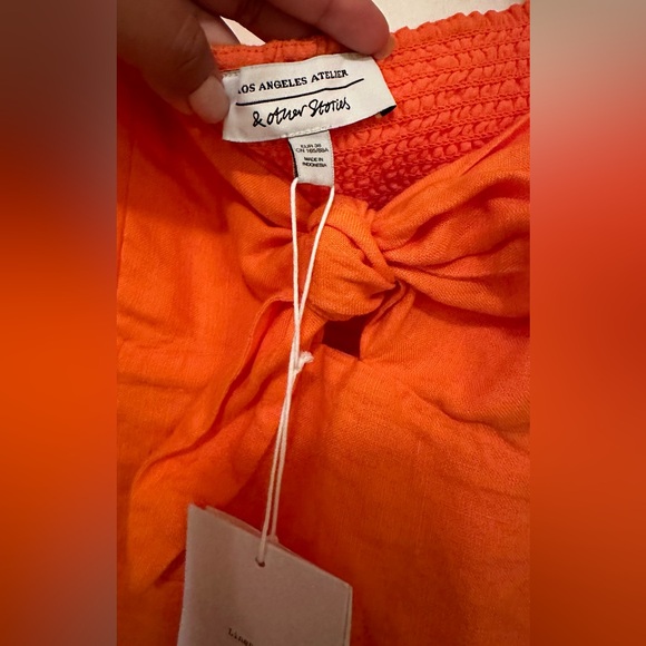 Bow Detail Linen Mini Dress NEW - Picture 6 of 8